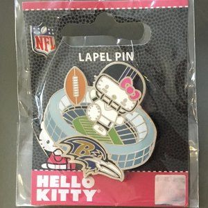 NEW! Hello Kitty x NFL Baltimore Ravens Pins x2 + Earrings